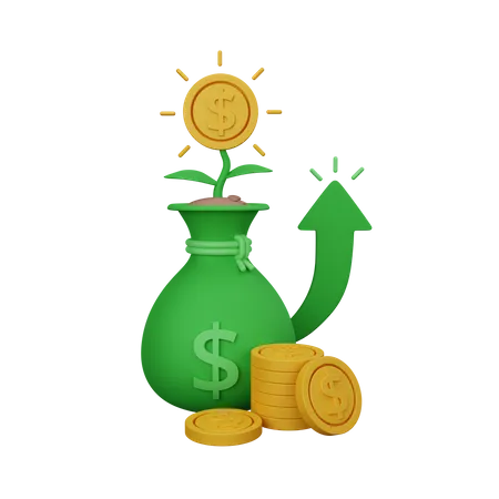 3 D Rendering Money Growth Isolated Useful For Business Currency Economy And Finance Design 3D Icon