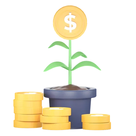 Money Growing Investment Financial 3 D Icon Illustration 3D Icon