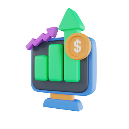 Money Growth Chart  3D Icon