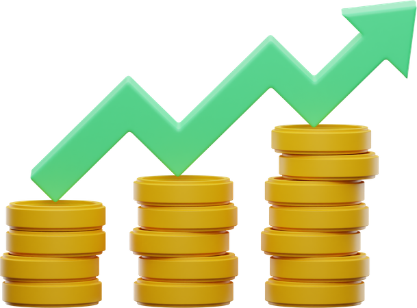 Money Growth Graph  3D Illustration