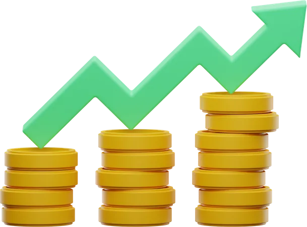 Money Growth Graph  3D Illustration