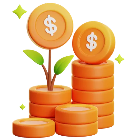 MONEY GROWTH PLANT  3D Icon