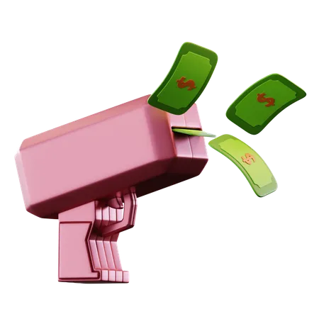 3 D Illustration Money Gun 3D Icon