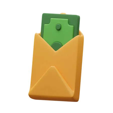 Money in an envelope  3D Icon