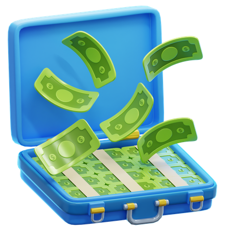 Money in Briefcase  3D Icon