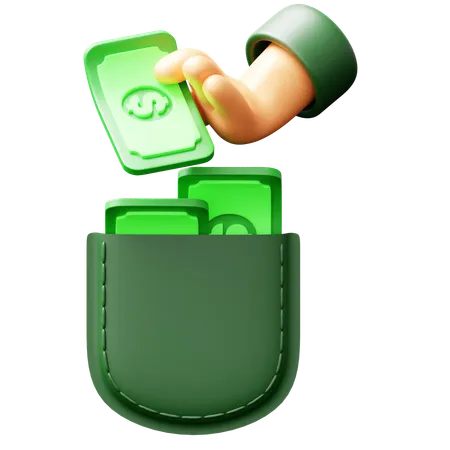 Money in Pocket  3D Icon