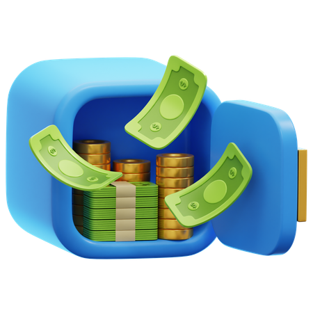 Money in Safe Box  3D Icon