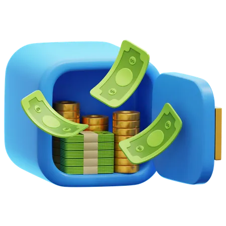 Money in Safe Box  3D Icon