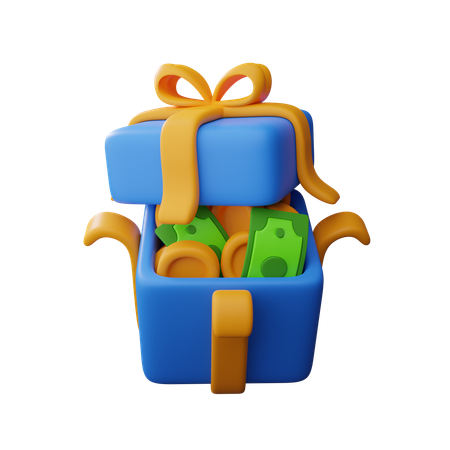 Money in the gift box  3D Icon