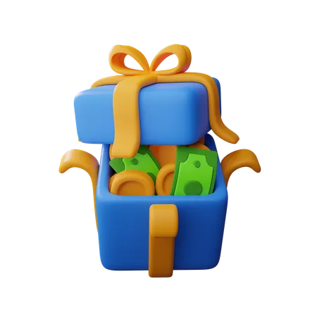 Money in the gift box  3D Icon