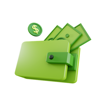 Money in wallet  3D Icon