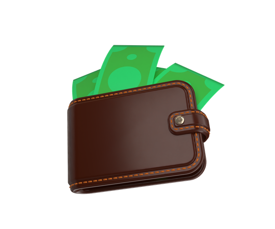 Money in wallet  3D Illustration