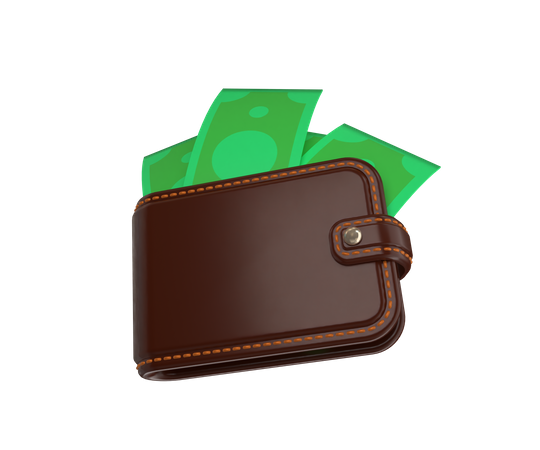 Money in wallet 3D Illustration