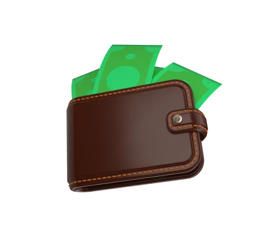 Money in wallet  3D Illustration
