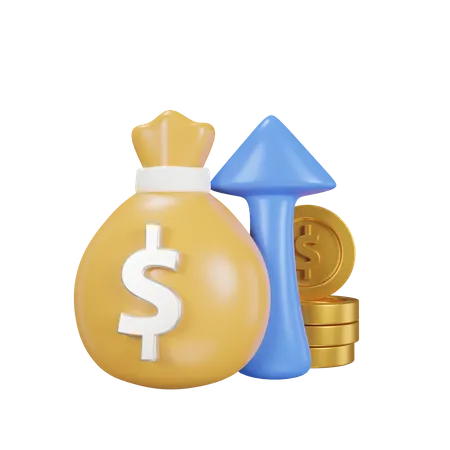 Money Increase Icon About Finance Minimal Style 3 D Rendering 3D Icon