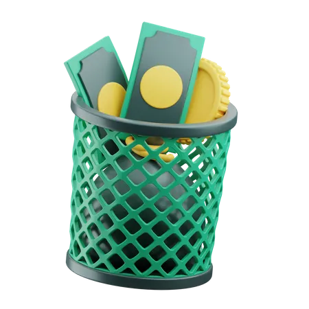 Pile Of Money In The Trash 3D Icon