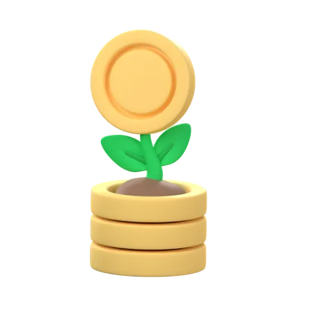Tree Growing On A Pile Of Coins Investment Ideas 3D Icon