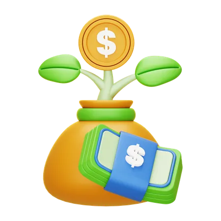 3 D Money Investment Icon 3D Icon