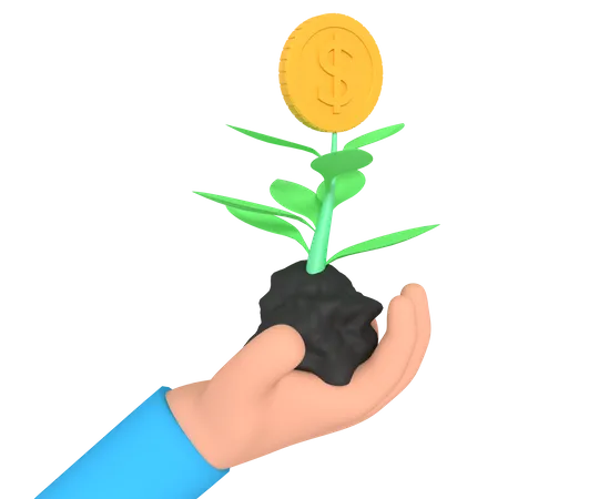 3 D Illustration Of Giving Investment Plant 3D Icon