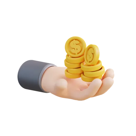 3 D Illustration Of A Hand Holding A Pile Of Money 3D Icon