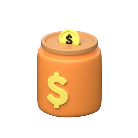 Money Jar 3 D Icon Symbolizes Savings And Financial Goals Featuring A Three Dimensional Representation Of A Jar Filled With Coins Or Bills 3D Icon