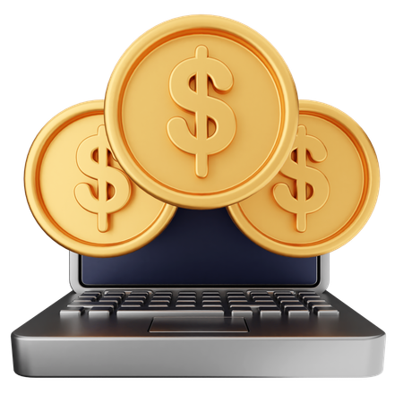 Money Laptop  3D Icon