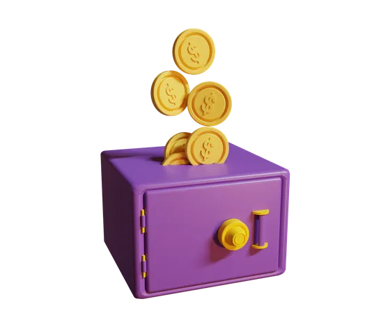 3 D Gold Coin Money Safe 3D Illustration