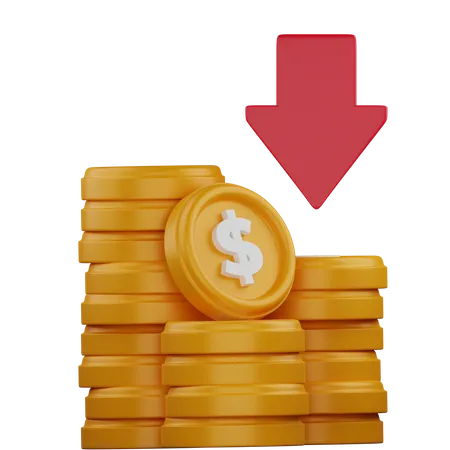 Coin Down Modern 3 D Icon Rendered 3D Icon