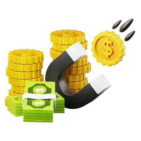 Business And Finance Illustration Money Magnet Isolated On Transparant Background 3 D Illustration High Resolution 3D Icon