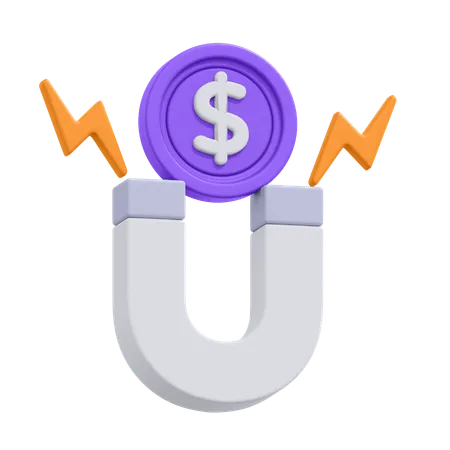 An Icon Of Money Magnet In 3 D Format 3D Icon