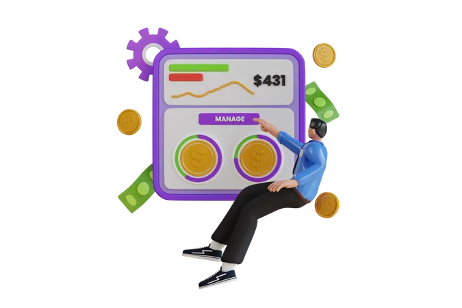 Money Management 3D Illustration