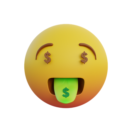 Money Mouth Face 3D Illustration
