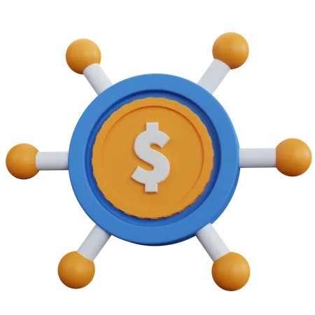 3 D Rendering Coins With Connection Isolated 3D Icon
