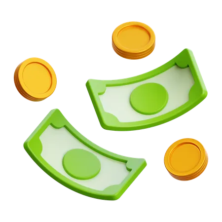 Money notes and coins  3D Icon