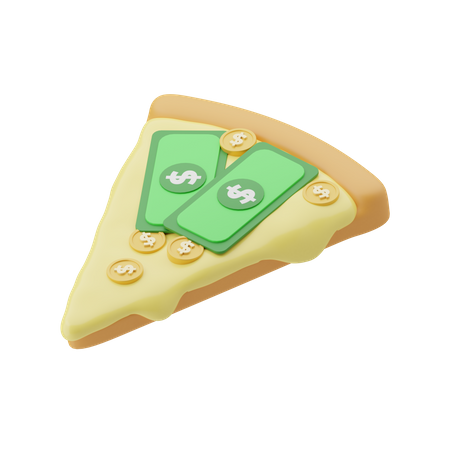 Money on pizza  3D Illustration