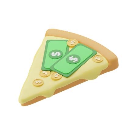 Money on pizza 3D Illustration