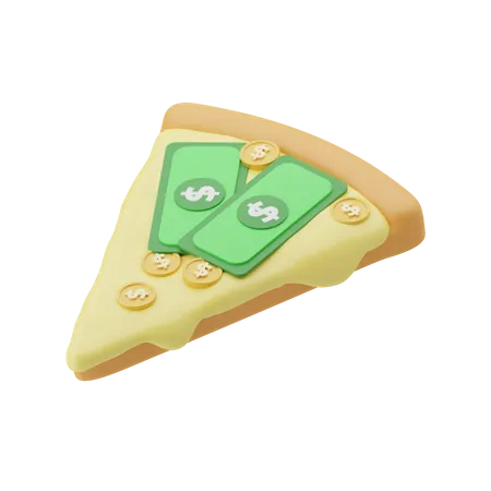 Money on pizza  3D Illustration