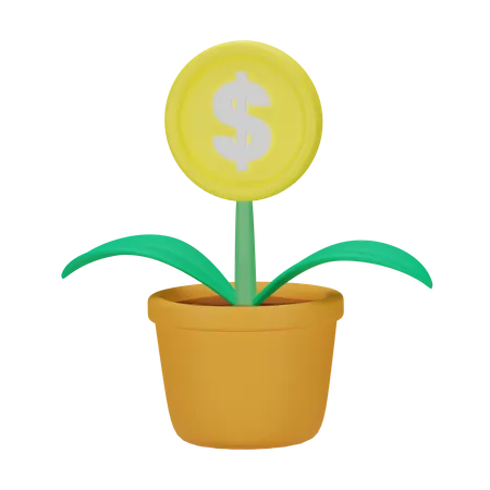 Money Plant 3 D Financial 3D Icon