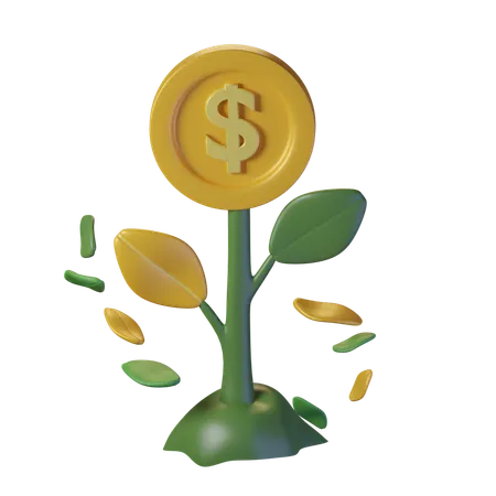 Money Plant Items With An Yellow Theme Isolated On Alpha Background 3 D Illustration High Resolution 3D Icon