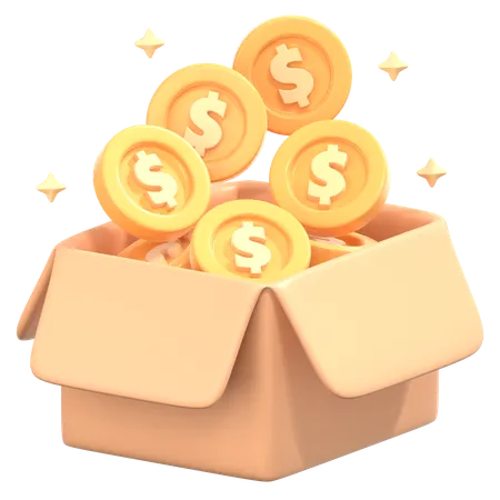 Money Received With Coins The Box  3D Icon