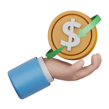 3 D Rendering Money Refund Isolated Useful For Banking Currency Finance And Global Business Design 3D Icon