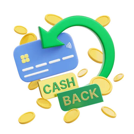 Cashback Credit Card Icon Cash Back Label With Green Arrow Coin Float Isolated Sale Offer In Mobile App Shopping Online Payment Service Debit Card Refund Money Of Business Bank Cartoon 3 D Render 3D Icon