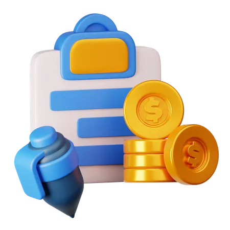 お金のレポート  3D Icon