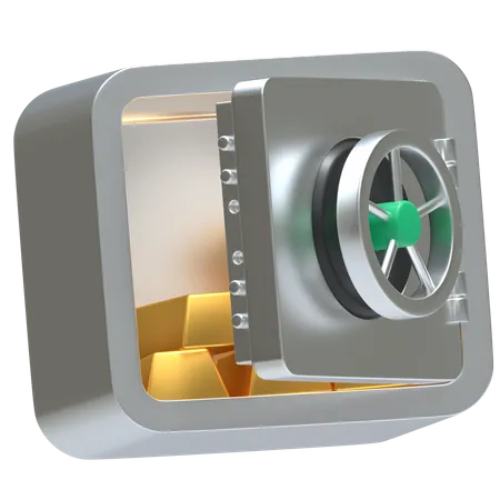 Money Safe With Gold Inside 3D Icon