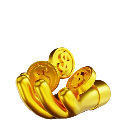 3 D Illustration Golden Coins And Hands 3D Illustration