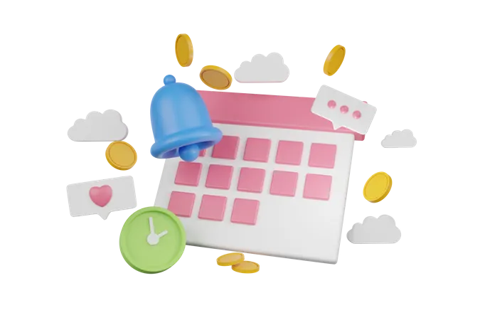 Money savings calendar alert 3D Illustration