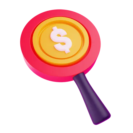 3 D Money Search With Isolated Background 3D Icon