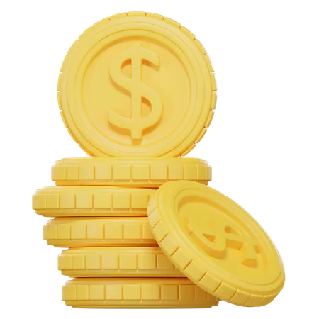 Gold Dollar Coin 3D Icon