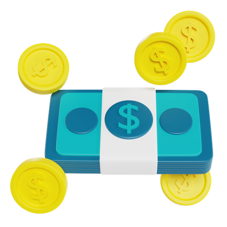 Money Stacks And Coins  3D Icon
