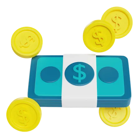 Money Stacks And Coins  3D Icon